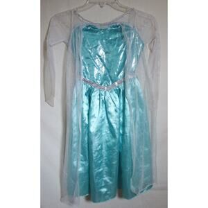Disney ELSA Costume Sparkle Dress Child Small 4-6 FROZEN Movie Long Satin Tulle